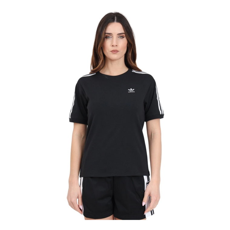 Czarna Koszulka z 3 Paskami w Romb Adidas Originals