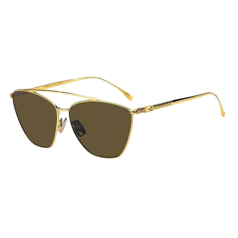 Stylowe męskie okulary przeciwsłoneczne z żółto-złotą oprawką Fendi