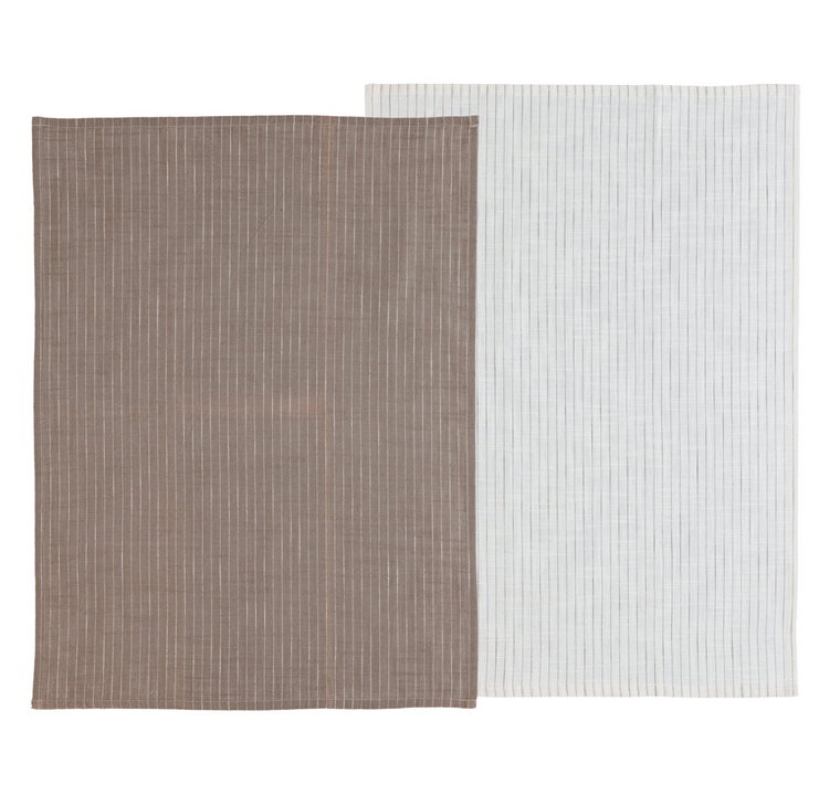 Zestaw ręczników kuchennych 2 sztuki Line 50 x 70 cm taupe/white 25095