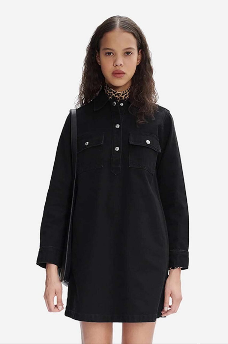 A.P.C. sukienka jeansowa Robe Mia kolor czarny mini prosta COFBV.F05878-BLACKWASHE