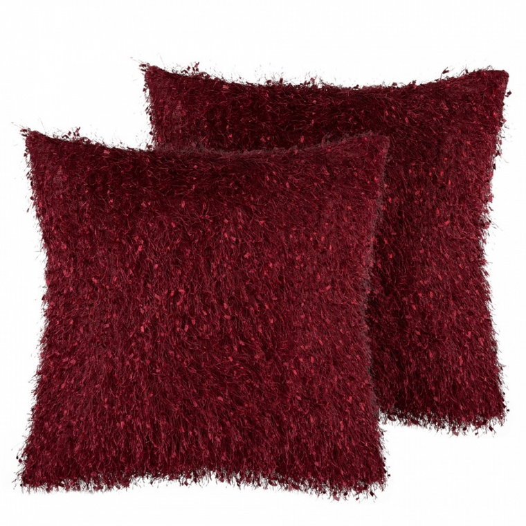 Zestaw 2 poduszek dekoracyjnych włochacz 45 x 45 cm czerwony HELLEBORE kod: 4251682235099