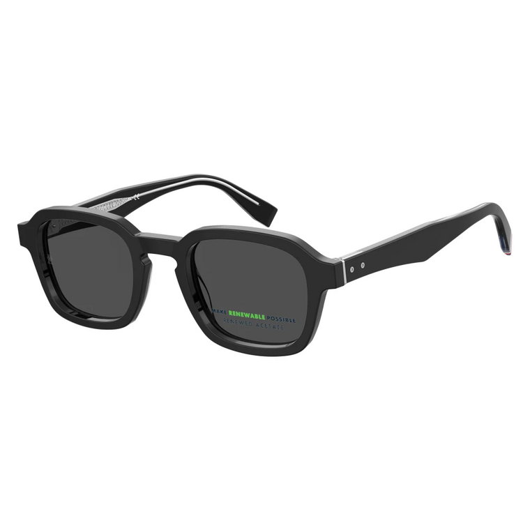 Czarne Zdarte Białe/Szare Okulary Przeciwsłoneczne Tommy Hilfiger