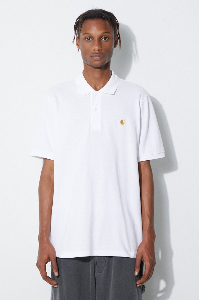 Carhartt WIP polo bawełniane S/S Chase Pique Polo kolor biały gładki I023807-ICARUS/GOL