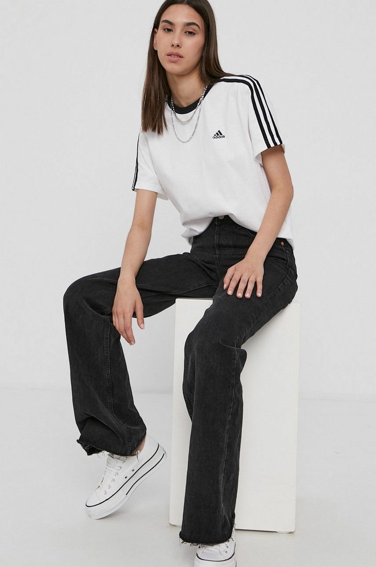 adidas t-shirt bawełniany Essentials kolor biały H10201