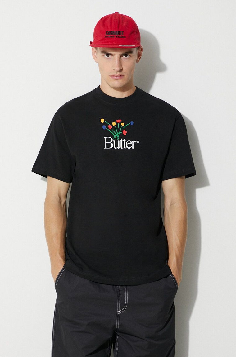 Butter Goods t-shirt bawełniany kolor czarny z nadrukiem