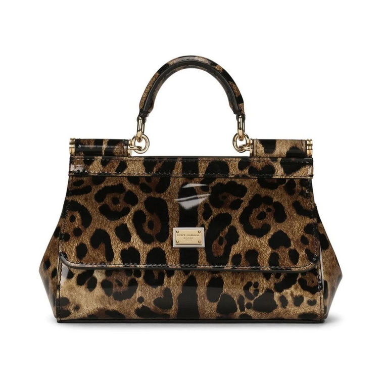 Mała torba na ramię Sicily - Brązowy wzór leoparda Dolce & Gabbana