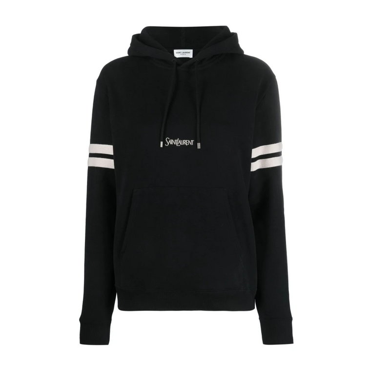 Czarny Prążkowany Sweter z Bawełny Saint Laurent