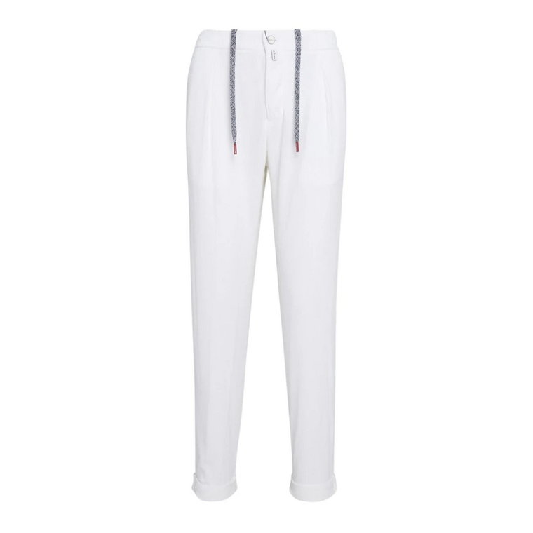 Elastyczne białe spodnie z bawełny sztruksowej Kiton