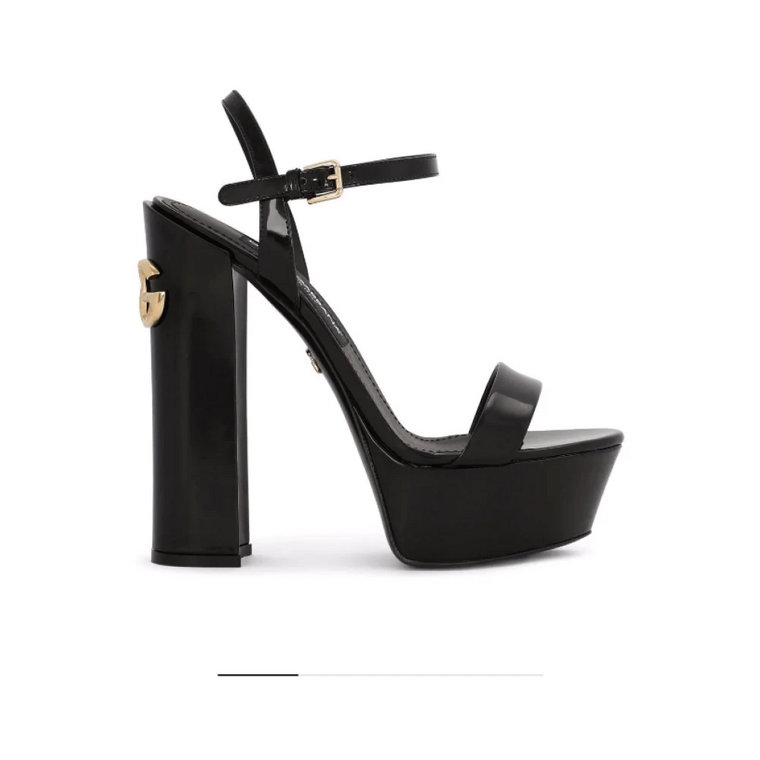 Czarne sandały na platformie z logo Dolce & Gabbana
