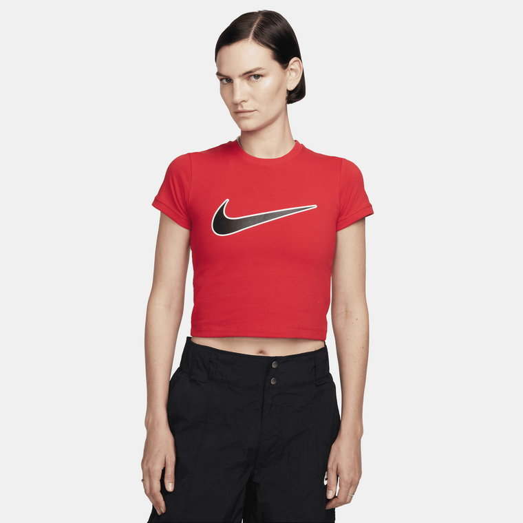 T-shirt damski o krótkim kroju Nike Sportswear - Brązowy