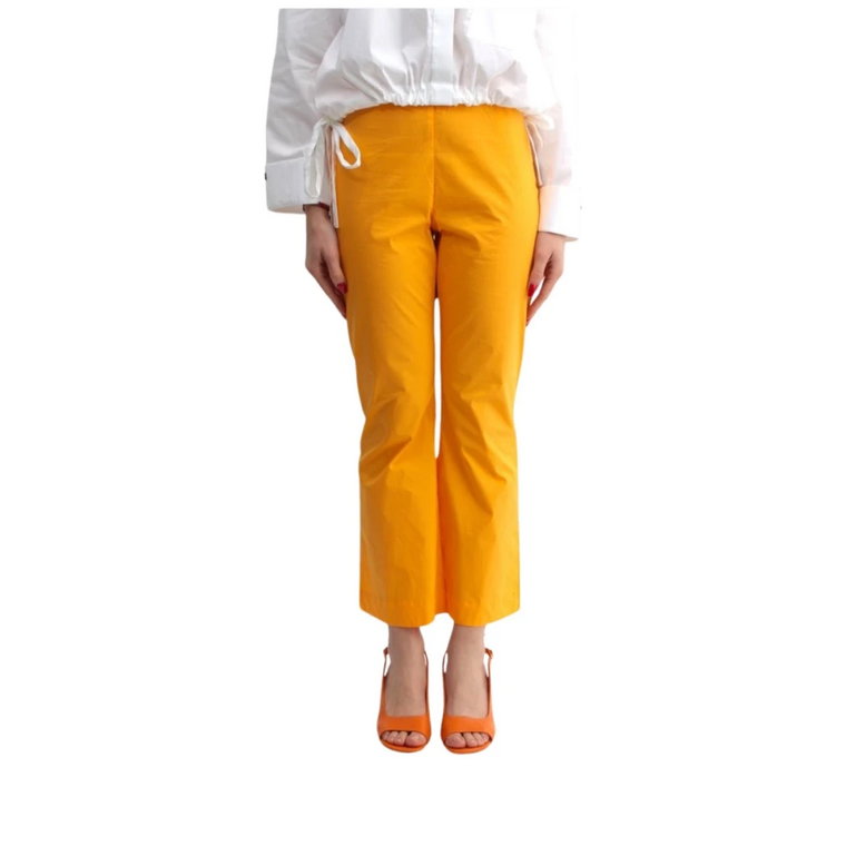 Pomarańczowe Spodnie z Elastycznym Pasem Liviana Conti