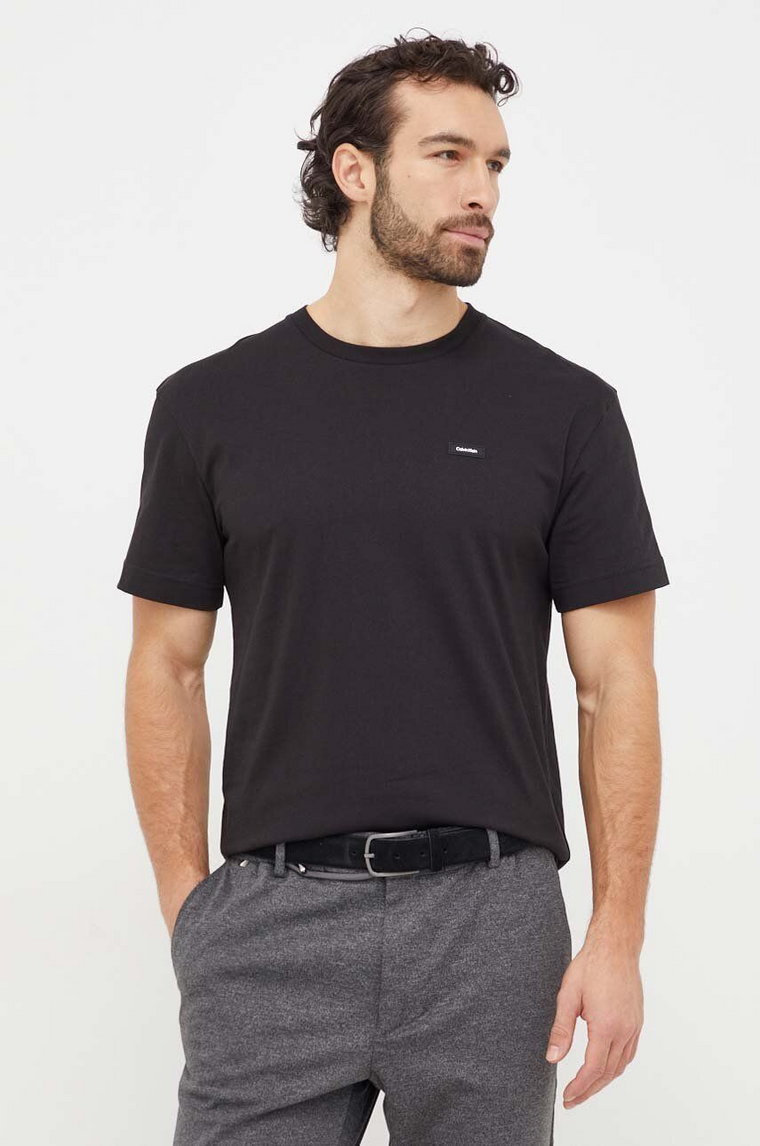 Calvin Klein t-shirt bawełniany męski kolor czarny gładki