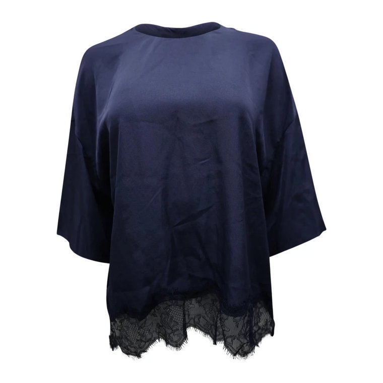 Vince Lace Trim Top in Blue Triacetate Vince