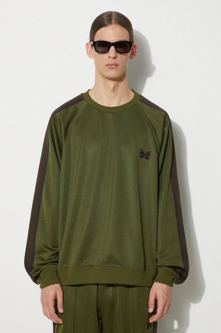 Needles bluza Track Crew Neck Shirt męska kolor zielony z aplikacją OT227