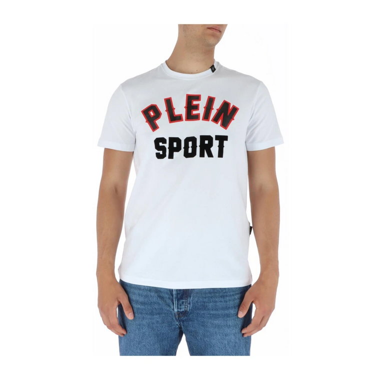 Męska Biała Koszulka z Nadrukiem Plein Sport