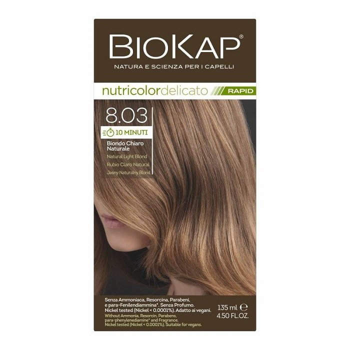 Biokap Nutricolor Delicato Rapid Farba do włosów, 8.03 Jasny Naturalny Blond