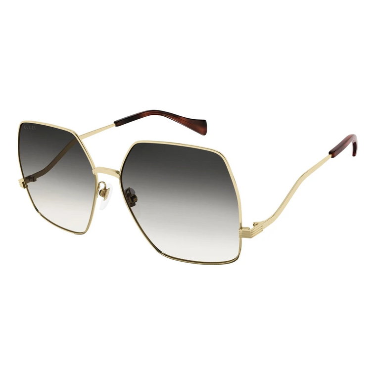 Stylowe okulary przeciwsłoneczne z ramą Endura Gold i szarymi soczewkami Gucci