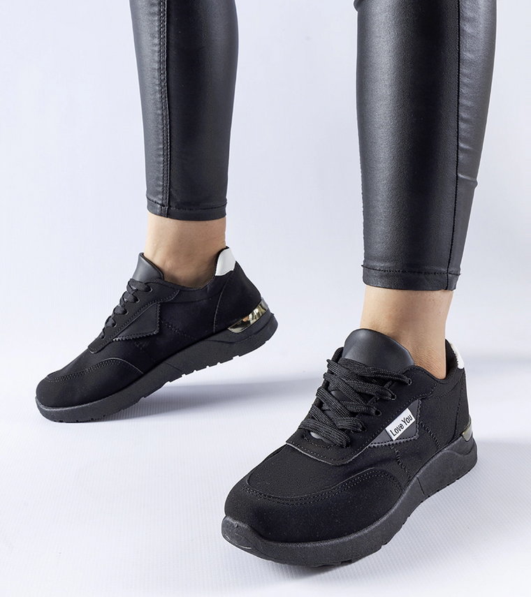 Czarne materiałowe sneakersy Geraldino
