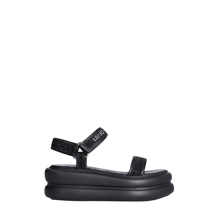Eleganckie płaskie czarne sandały Liu Jo