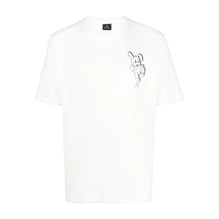 Biała Koszulka z Króliczym Nadrukiem z Organicznej Bawełny Paul Smith