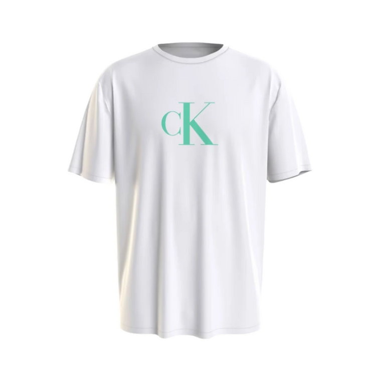 Zielony T-shirt z monogramem CK z bawełny Calvin Klein