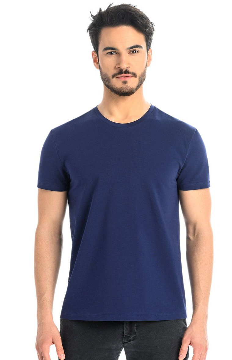 Niebieski t-shirt męski bawełniany koszulka z krótkim rękawem Luca 1502, Kolor niebieski, Rozmiar 3XL, Teyli