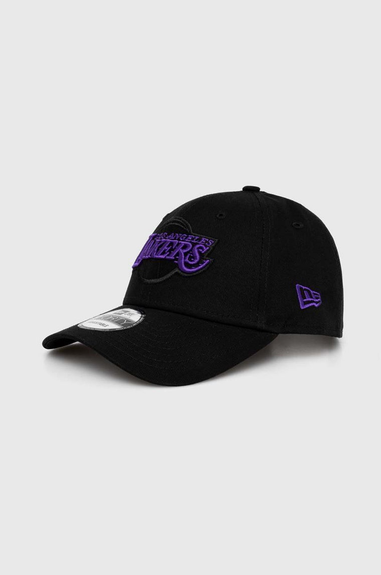 New Era czapka z daszkiem bawełniana kolor czarny z aplikacją LOS ANGELES LAKERS