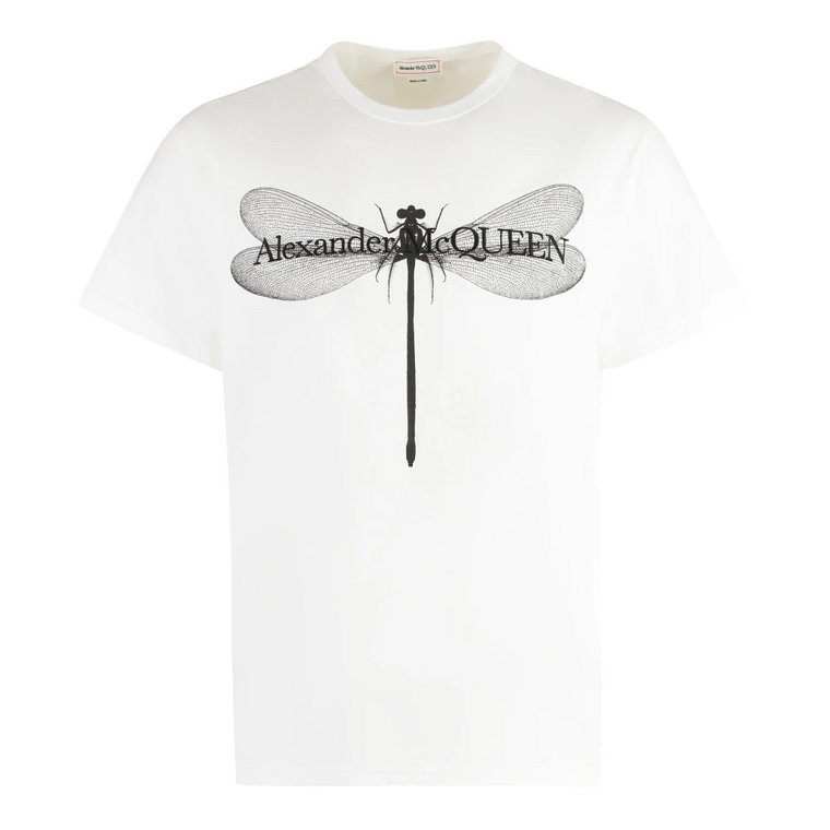 Koszulka z bawełny z nadrukiem na przodzie Alexander McQueen