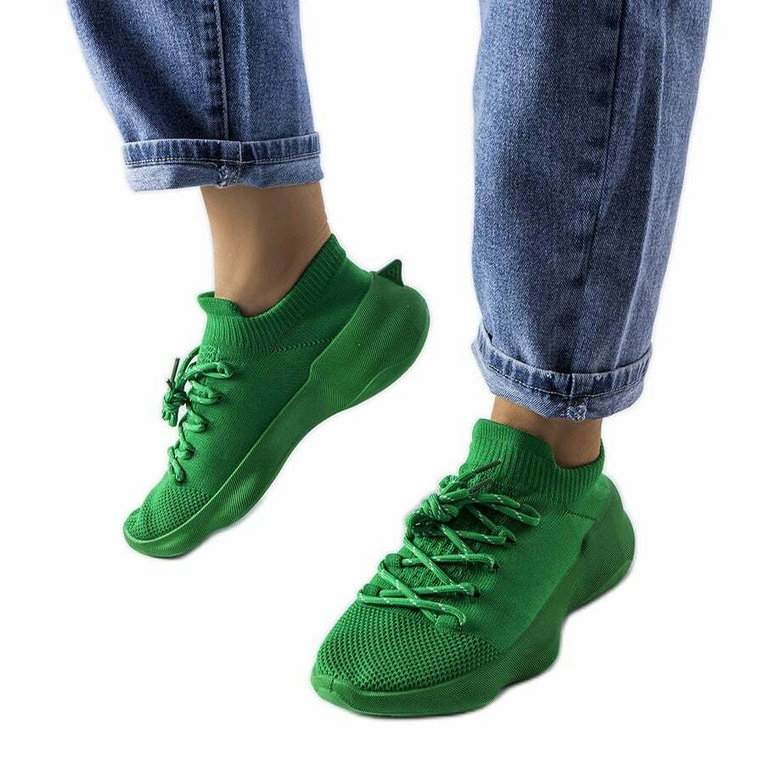 Zielone materiałowe sneakersy
