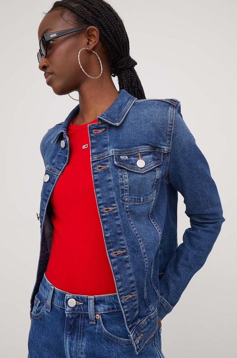 Tommy Jeans kurtka jeansowa damska kolor niebieski przejściowa DW0DW17215