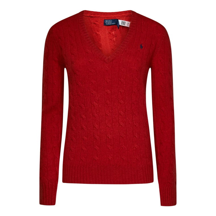 Czerwony Sweter z Dekoltem w Serek dla Modnych Kobiet Polo Ralph Lauren