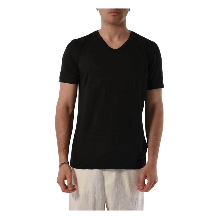 T-shirt z lnu z dekoltem w serek dla mężczyzn 120% Lino
