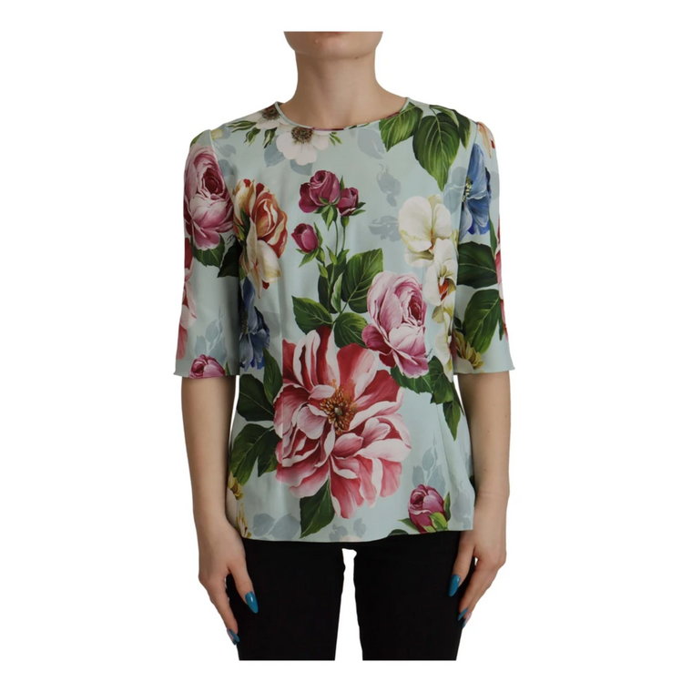 Bluzka z Kwiatowym Wzorem i Średnimi Rękawami Dolce & Gabbana