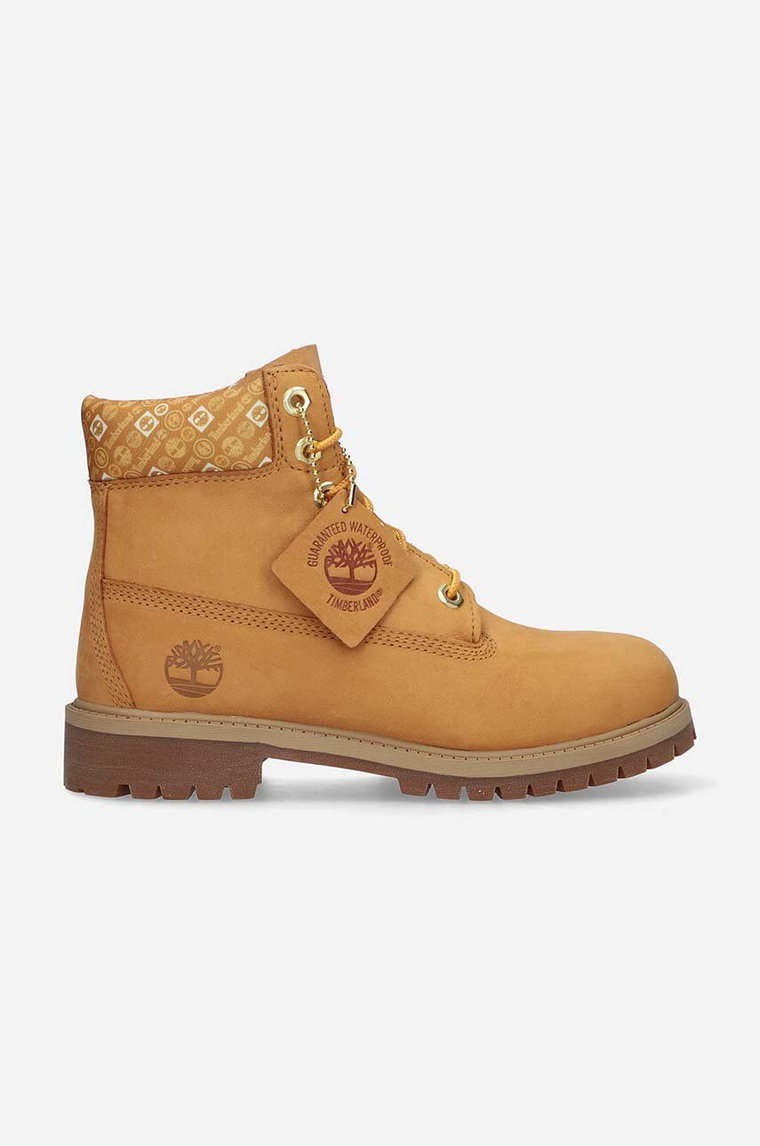 Timberland workery zamszowe Premium kolor brązowy na płaskim obcasie A5SY6-BROWN