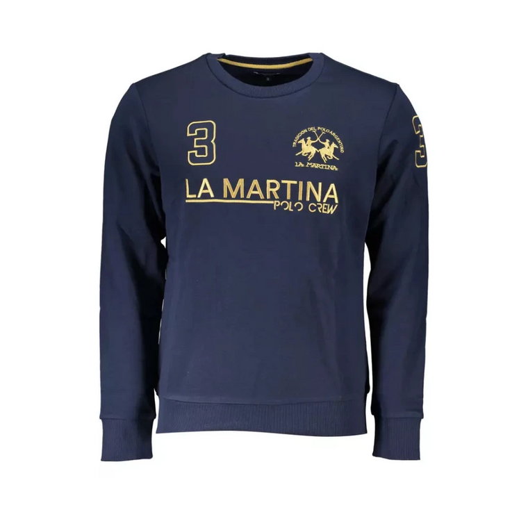 Haftowany bawełniany sweter z kontrastującymi detalami La Martina