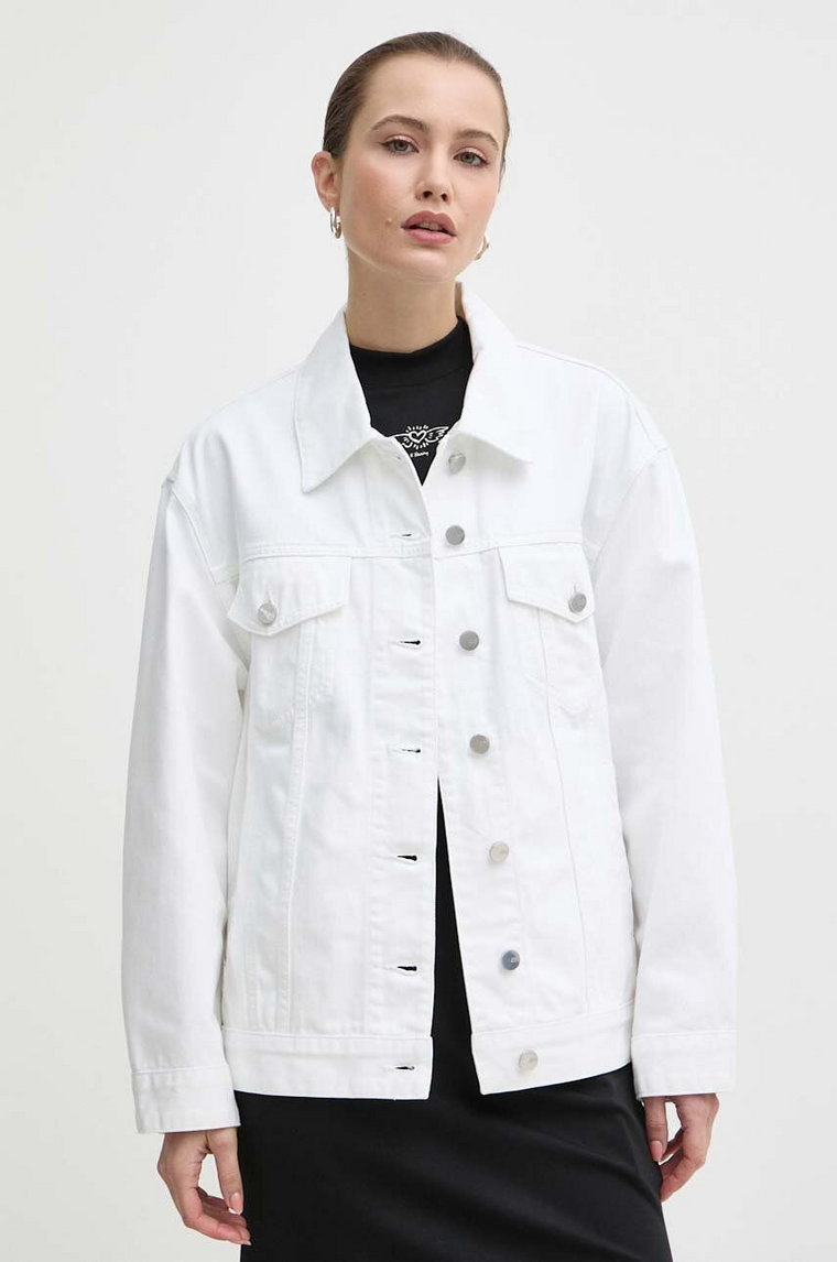 Miss Sixty kurtka jeansowa x Keith Haring damska kolor biały przejściowa oversize 6L1WJ2450000