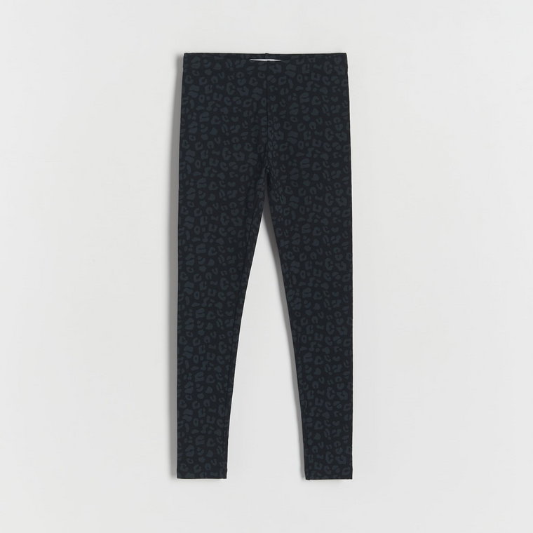 Reserved - Bawełniane legginsy w cętki - czarny
