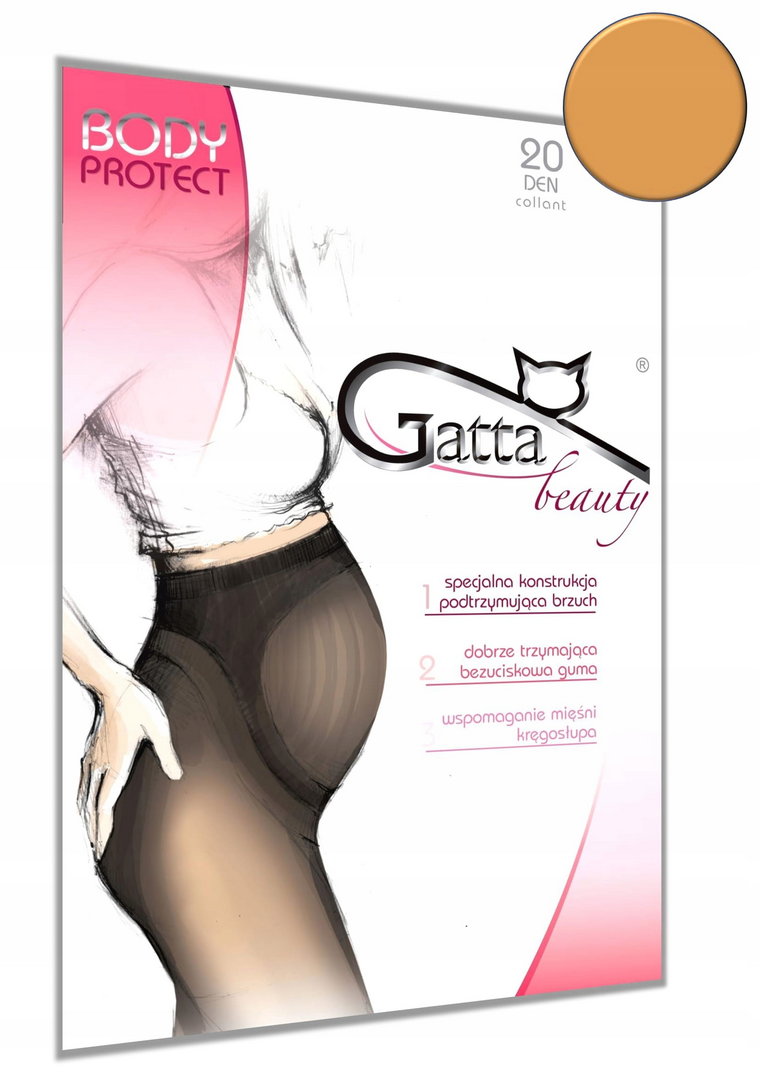 Rajstopy Gatta Body Protect ciążowe 20DEN Beige 4L