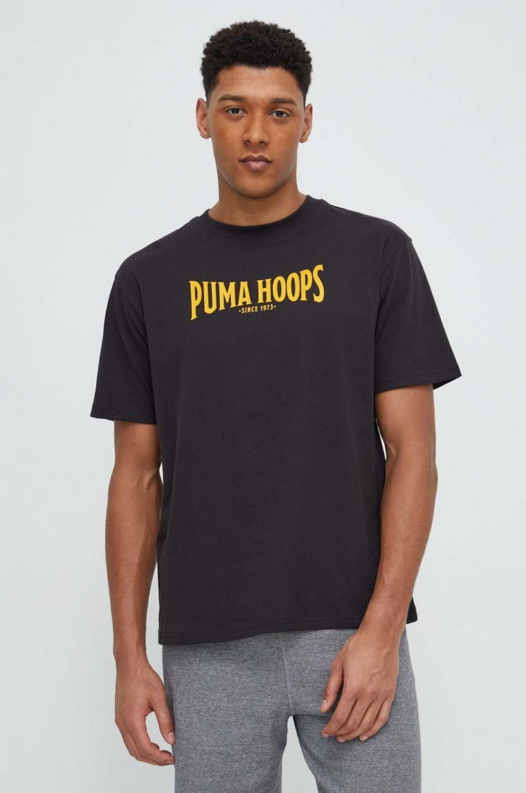 Puma t-shirt bawełniany męski kolor czarny z nadrukiem 624755