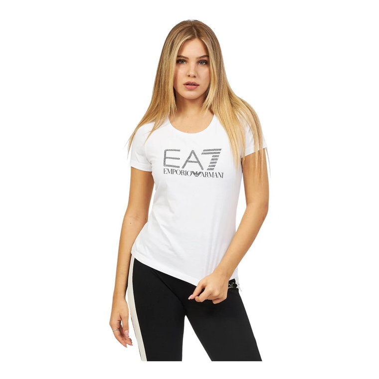 Organiczna koszulka EA7 z białym logo Emporio Armani EA7