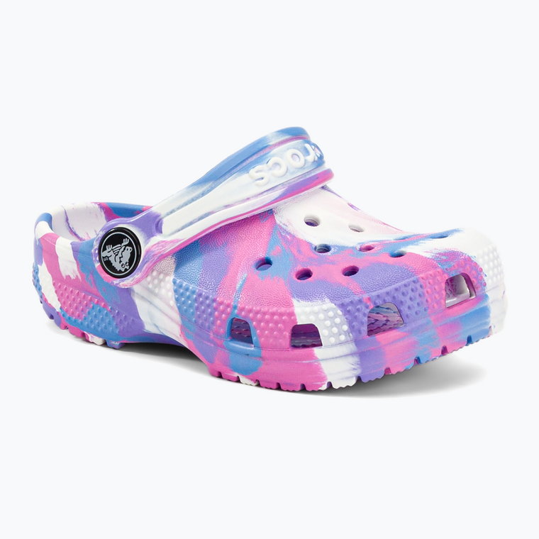 Klapki dziecięce Crocs Classic Marbled Clog T white/pink