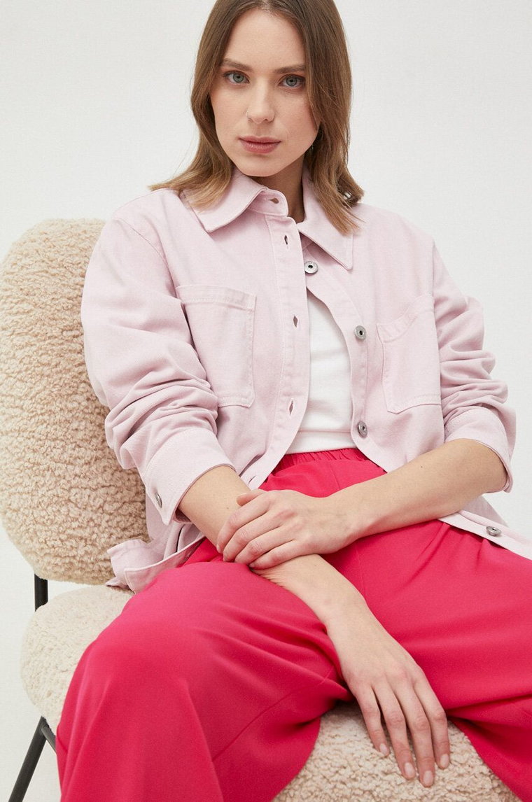 Weekend Max Mara kurtka jeansowa damska kolor różowy przejściowa