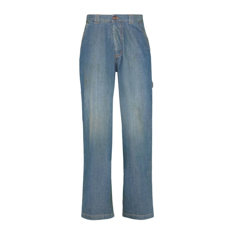Niebieskie Stonewashed Straight Jeans dla Kobiet Maison Margiela