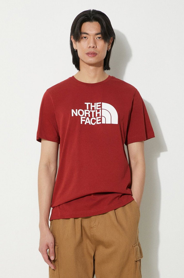 The North Face t-shirt bawełniany M S/S Easy Tee męski kolor bordowy z nadrukiem NF0A87N5POJ1