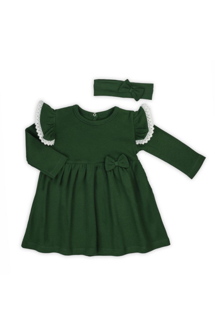 Komplet dziewczęcy sukienka i opaska zielony