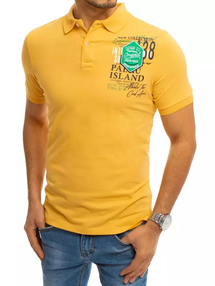 Koszulka polo z nadrukiem żółta Dstreet PX0372