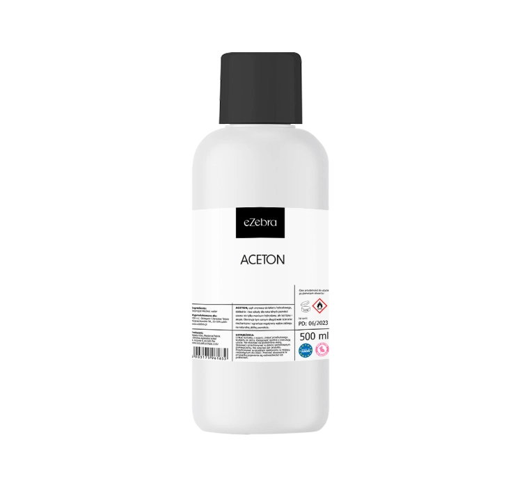 EZEBRA CZYSTY АCETON KOSMETYCZNY DO USUWANIA HYBRYD I ŻELI 500ML