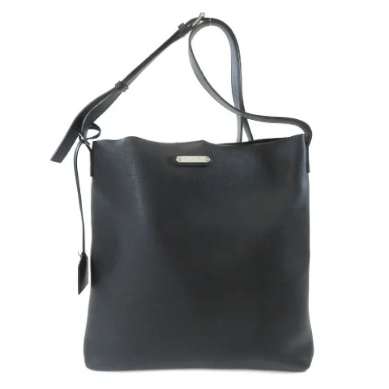 Używana czarna skórzana torba na ramię Saint Laurent Vintage