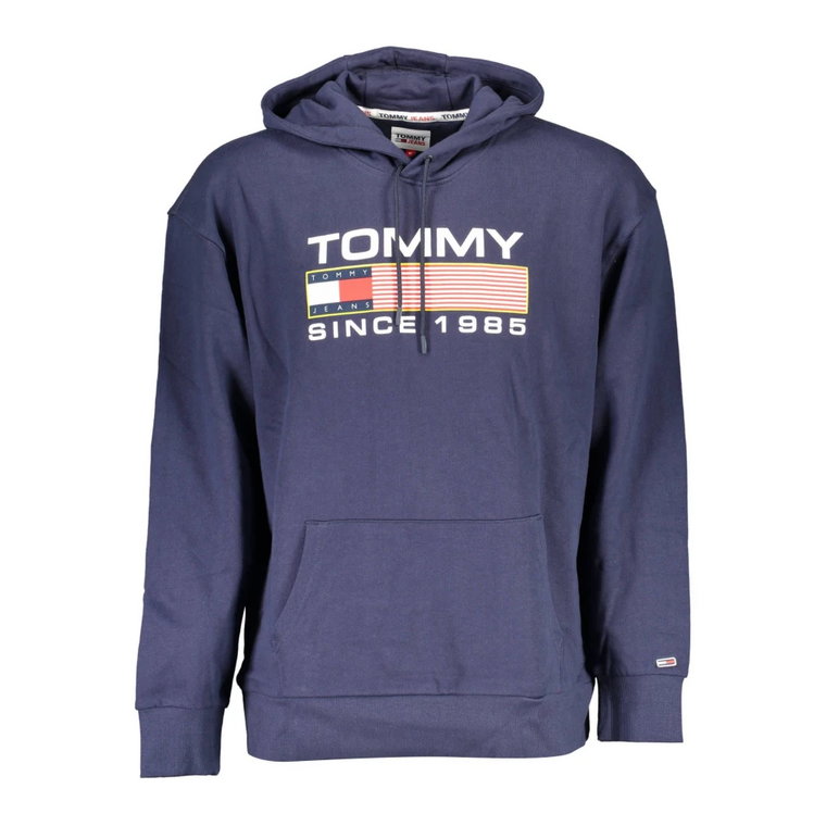 Niebieski Sweter z Bawełny z Kapturem Tommy Hilfiger