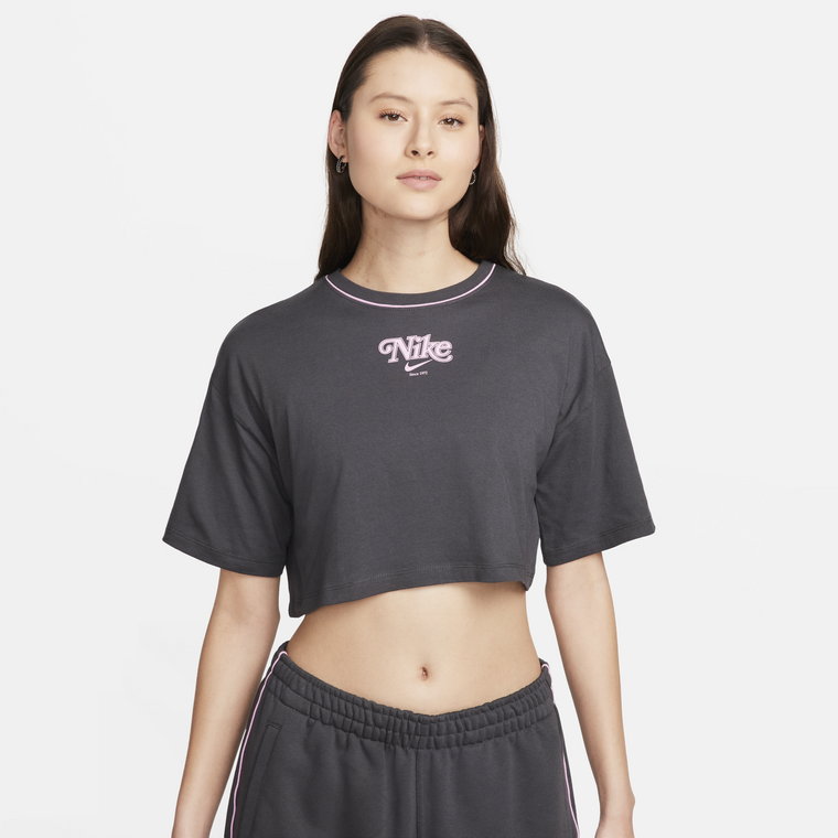 T-shirt damski o krótkim kroju Nike Sportswear - Szary